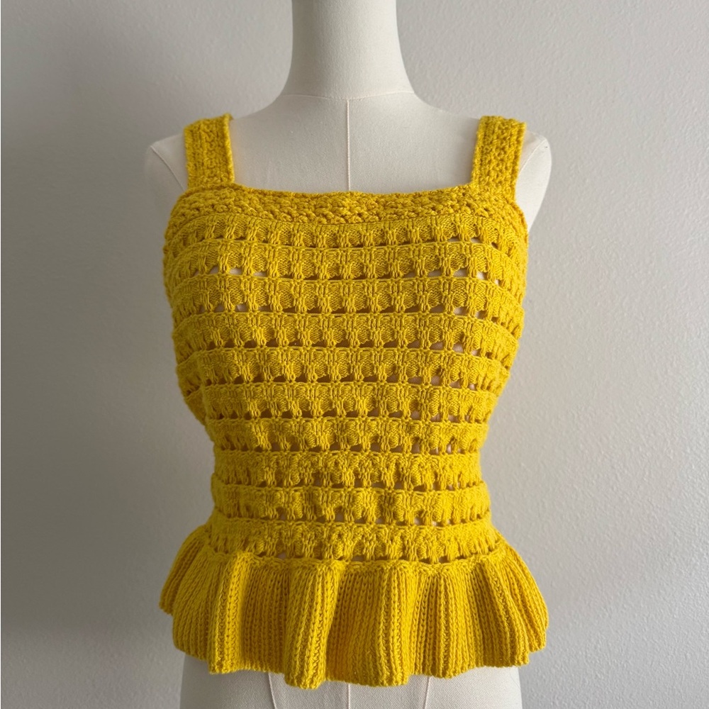 J Crew Crochet Ruffle yellow Tank top Women’s Sz‎ S NWT